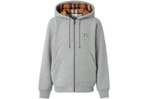 Burberry Letter Graphic Cotton Blend Zip Hoodie