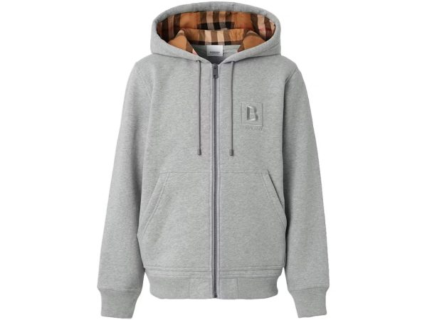 Burberry Letter Graphic Cotton Blend Zip Hoodie
