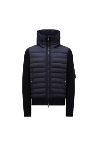 Moncler PADDED WOOL HOODIE - Navy blue