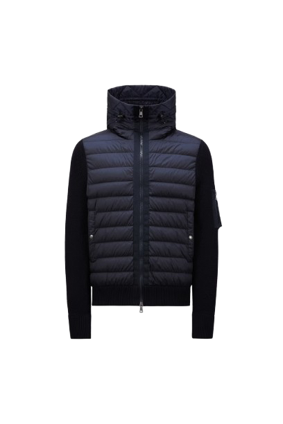 Moncler PADDED WOOL HOODIE - Navy blue