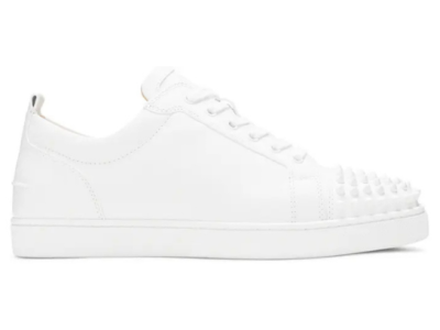 Diseño sin tÃtulo 12 Christian Louboutin Louis Junior Spikes Flat Calf 'White'