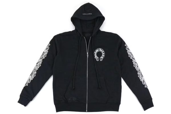 Chrome Hearts Horseshoe Floral Cross Sleeve Embroidered Hood Zip Up Hoodie