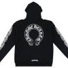 Chrome Hearts Horseshoe Floral Cross Sleeve Embroidered Hood Zip Up Hoodie