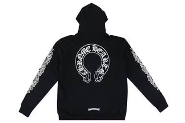 Chrome Hearts Horseshoe Floral Cross Sleeve Embroidered Hood Zip Up Hoodie